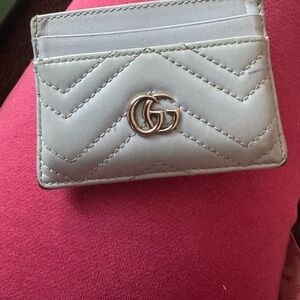 Gucci Quilted Silver Card Holder